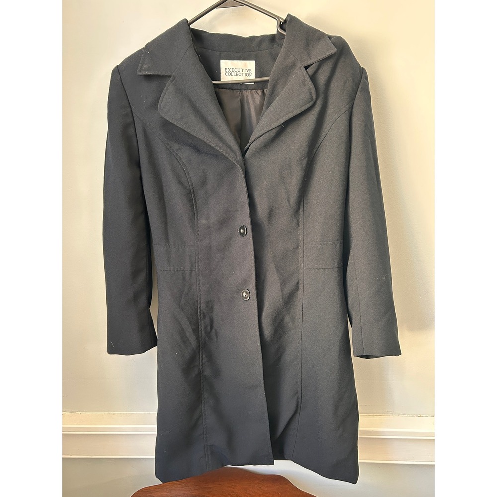 Executive Collection Womens Black Longline Blazer Coat Tailored Jacket Size L